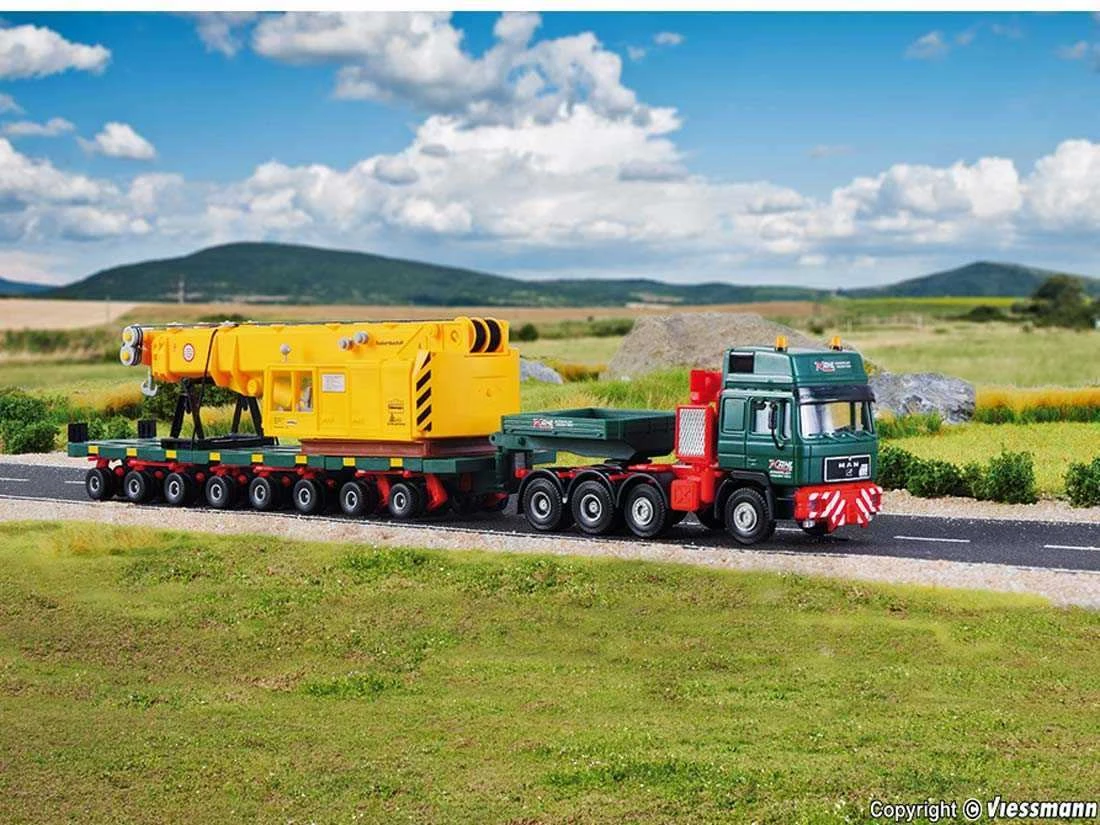 Kibri 13600 H0 LKW H0 MAN SK Mit Scheuerle Plattformwagen Und Schienenkranteil