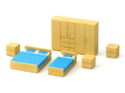 Modellbahn Union MU-TT-A50038 TT Schlafzimmereinrichtung Fertigmodell