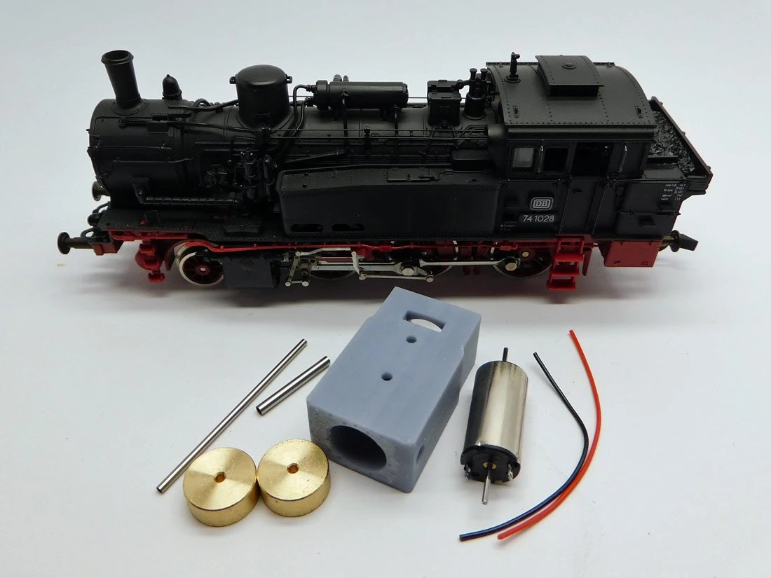 Micromotor HR012F Umbausatz Glockenankermotor Roco H0 BR 74, KPEV 12, SNCF 130 TC, SNCB Reeks 96, NS 5900